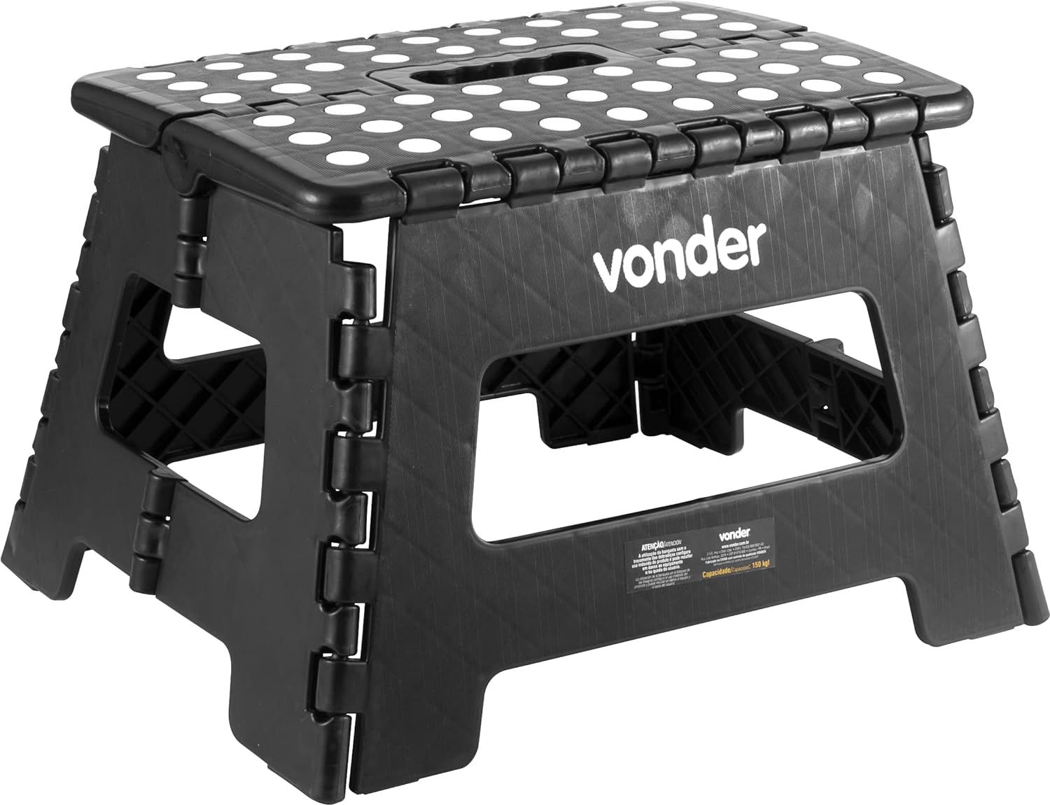 Banqueta Dobrável Antiderrapante VONDER Plástica Preta 220mm