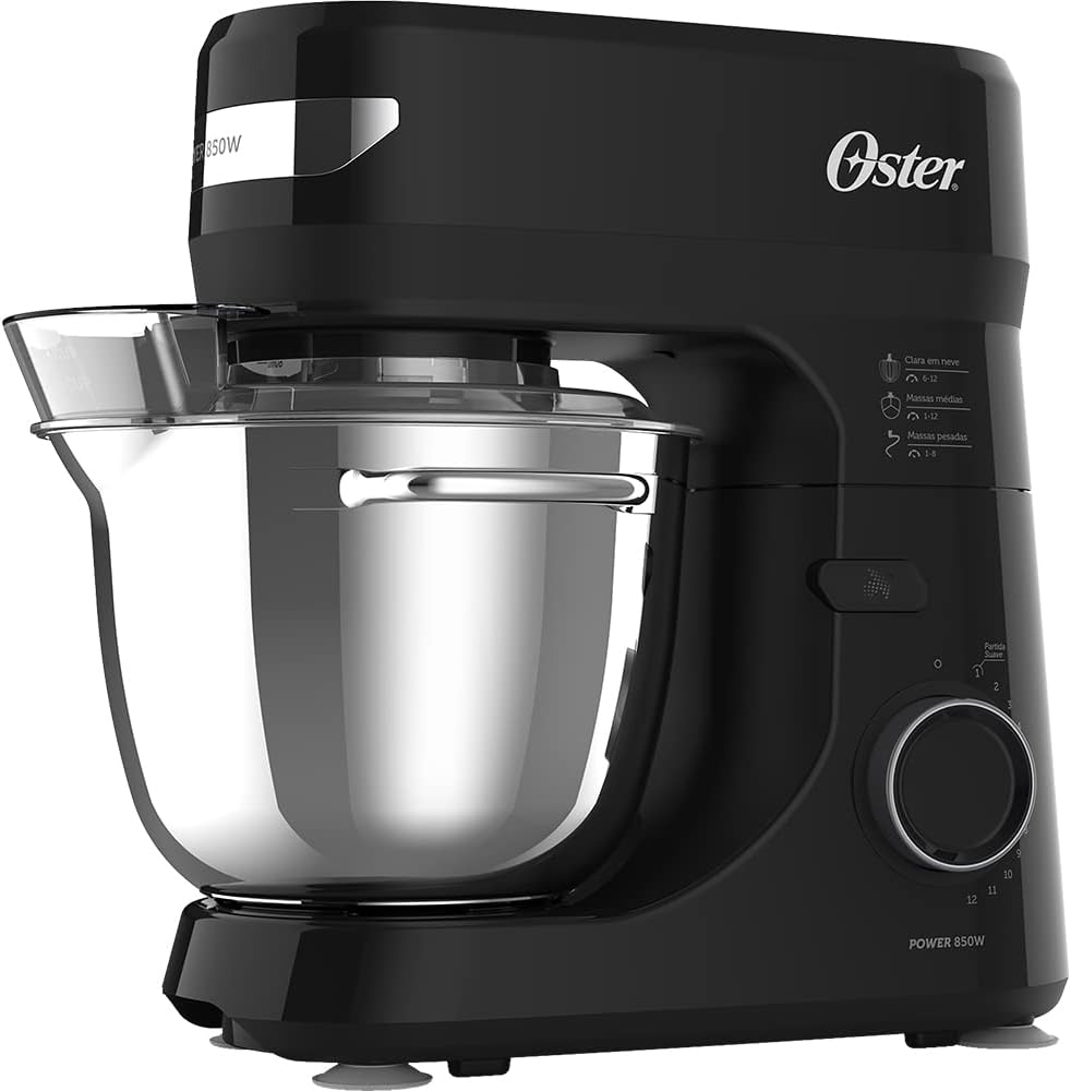 Batedeira Oster 850W Planetária Inox com 3 Batedores