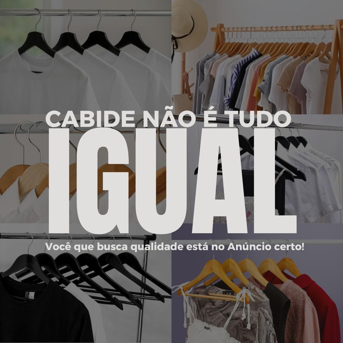 Cabides de Madeira Maciça Marfim Reforçados para Roupas até 5kg - 60 Unidades