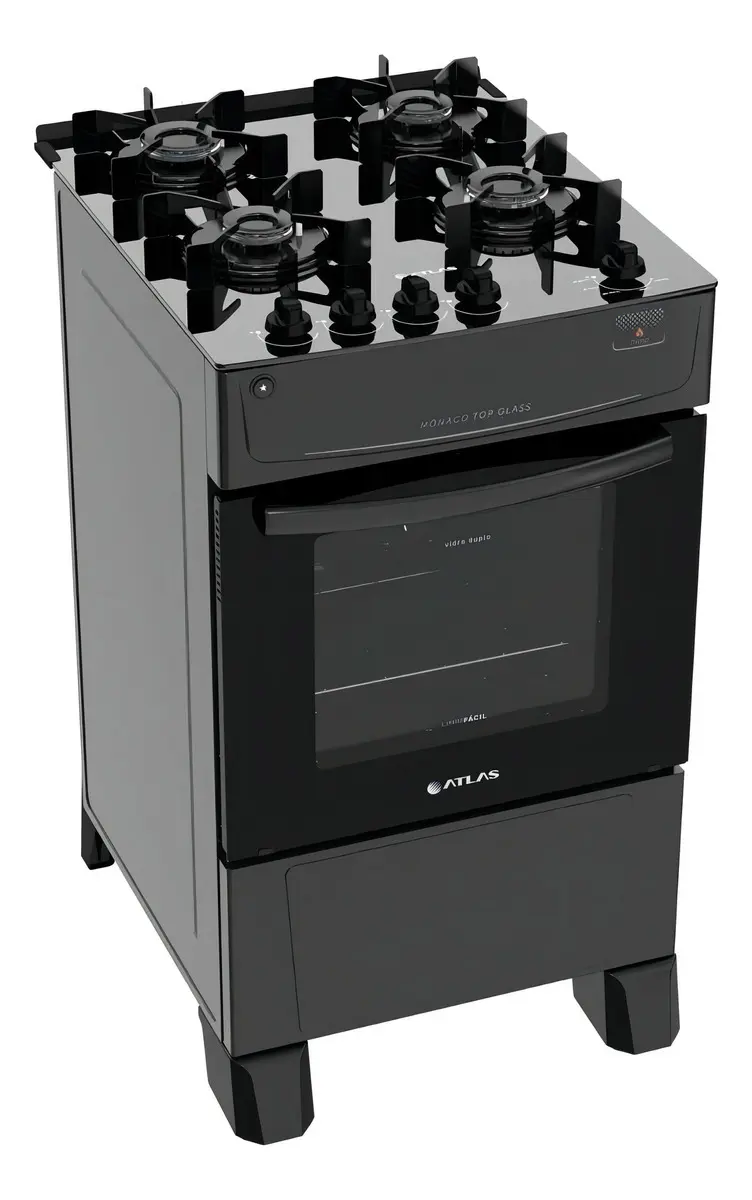 Fogão Atlas Mônaco Top Glass 4 Bocas Bivolt 110V/220V