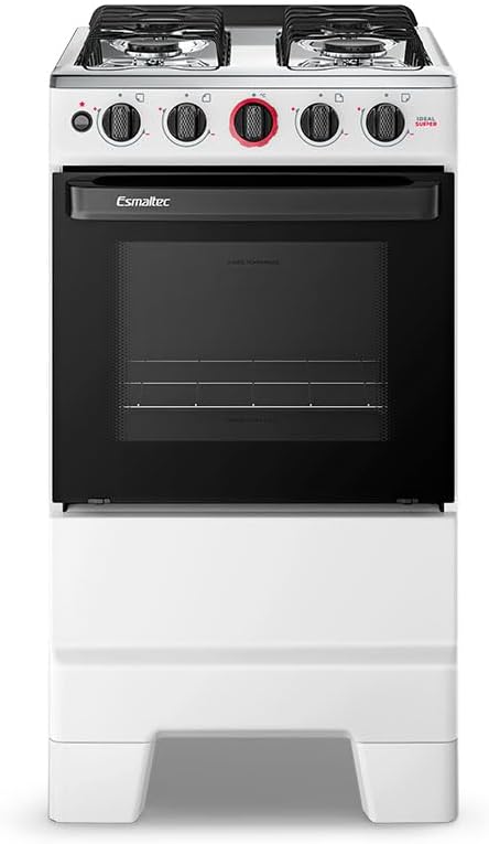 Fogão Esmaltec Ideal Super 4 Bocas a Gás com Mesa Inox e Forno 50L