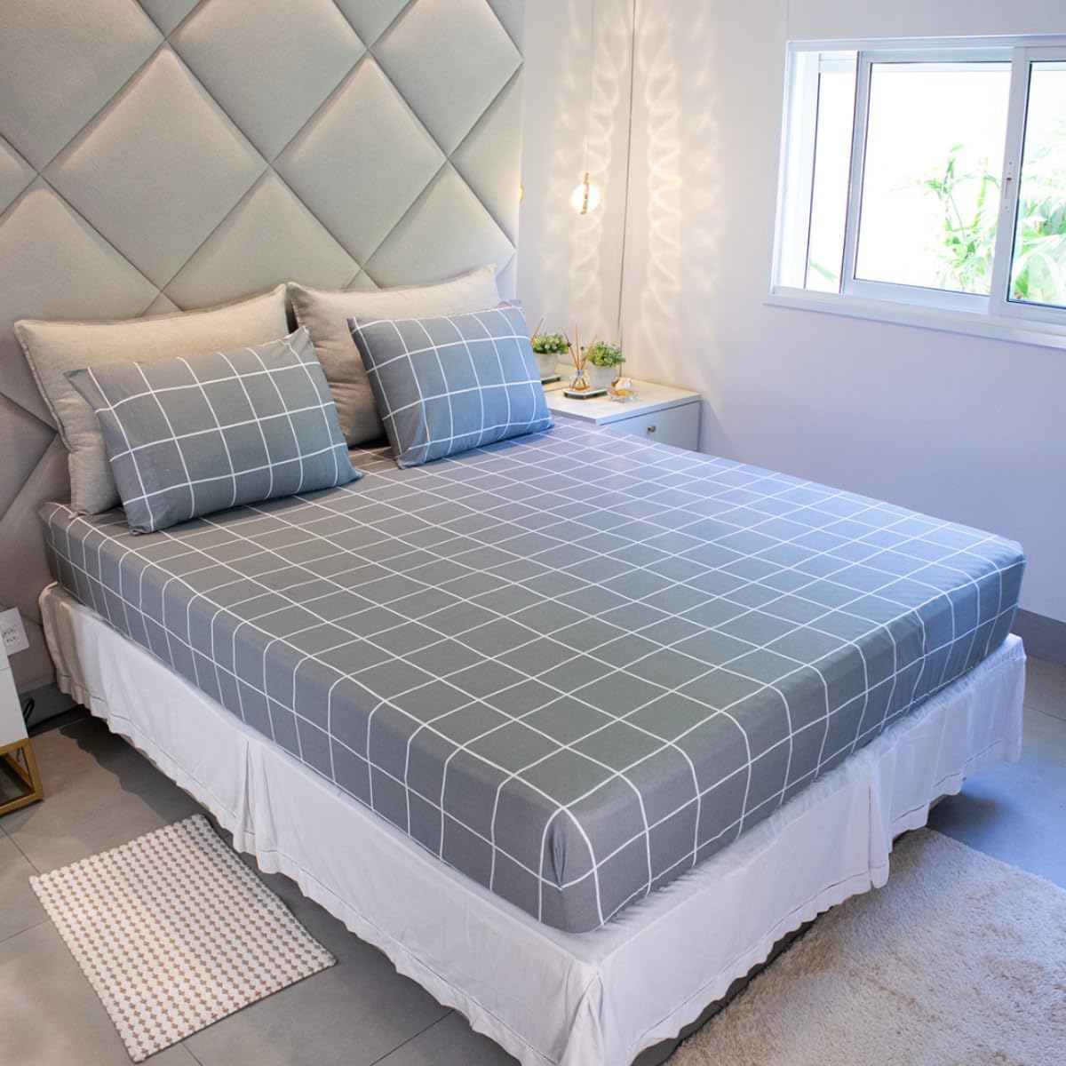 Cozzilar Jogo de Lençol Cama Casal 3 Peças Estampado 100% Algodão