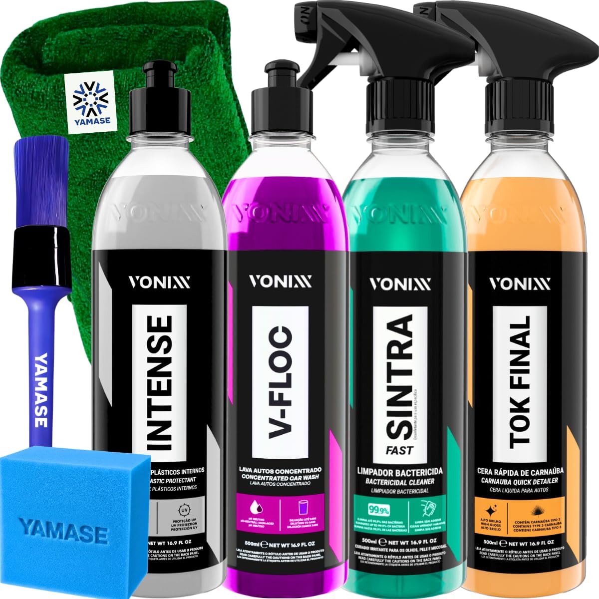 Kit de Limpeza Automotiva Completa Vonixx - Shampoo, Limpador Multiuso e Cera Líquida