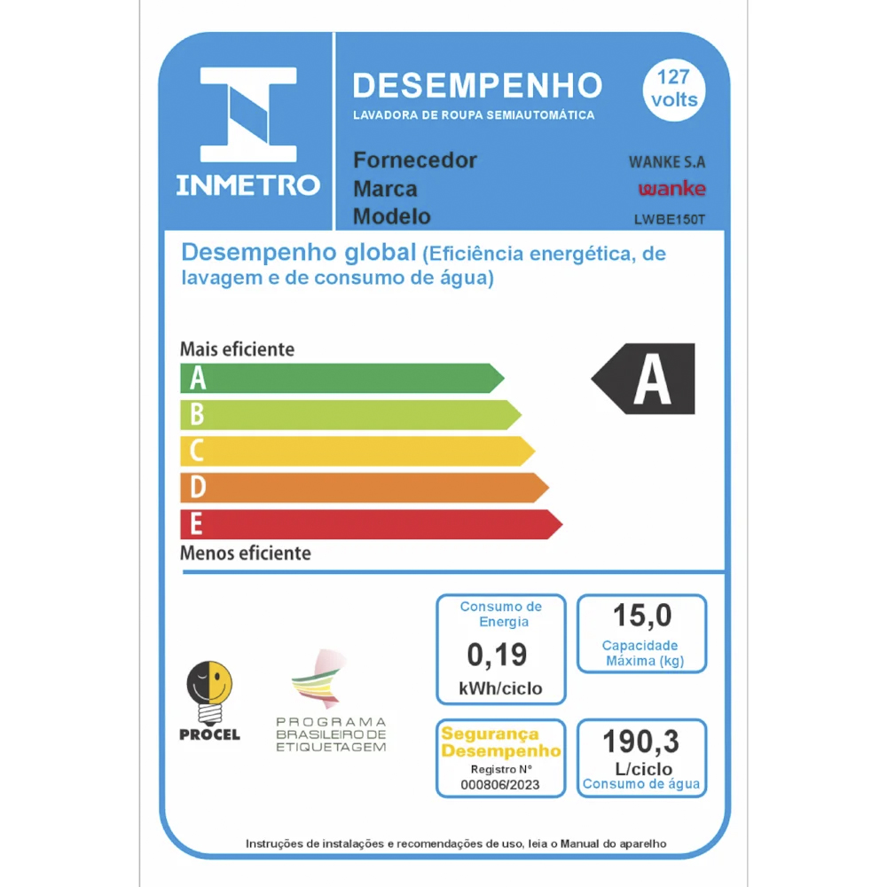 Tanquinho Wanke Premium 15kg Semiautomático 10 programas LWBE150T3 — foto 8