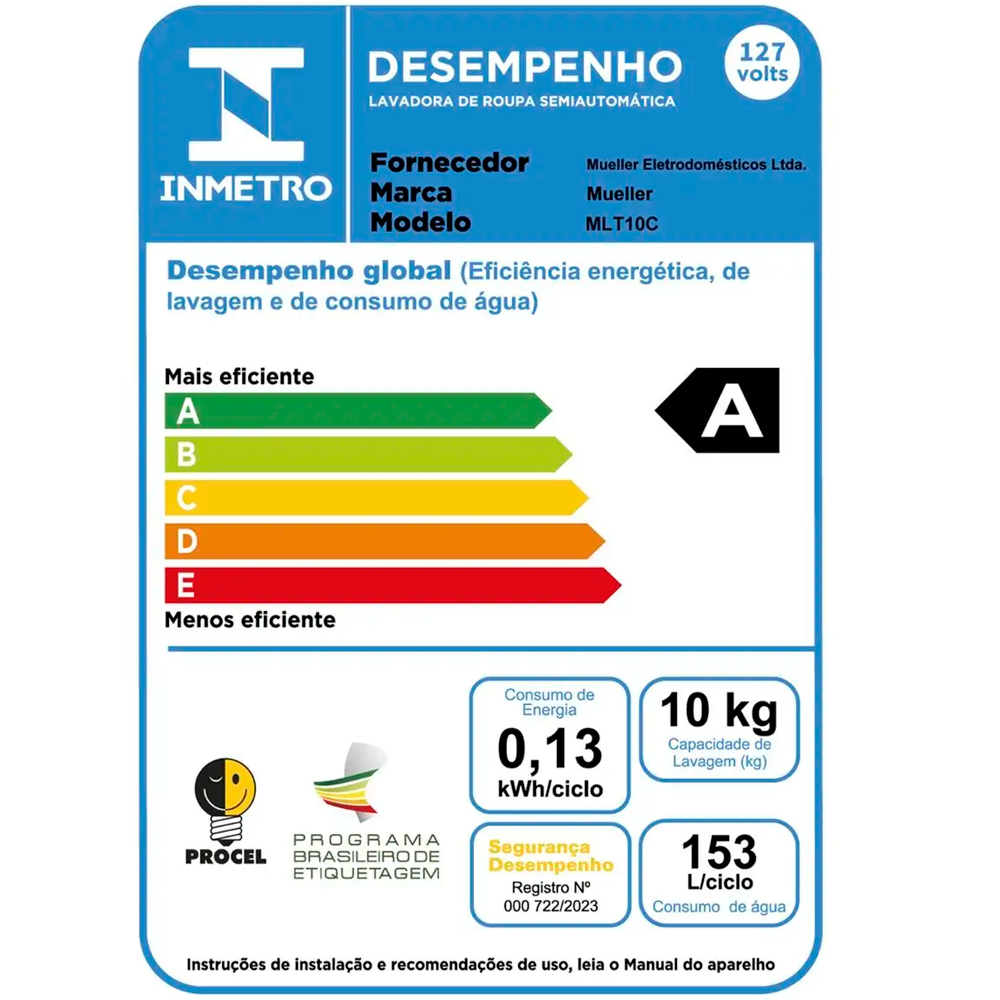 Tanquinho Mueller 10kg Lavagem por Turbilhonamento MLT10C — foto 8