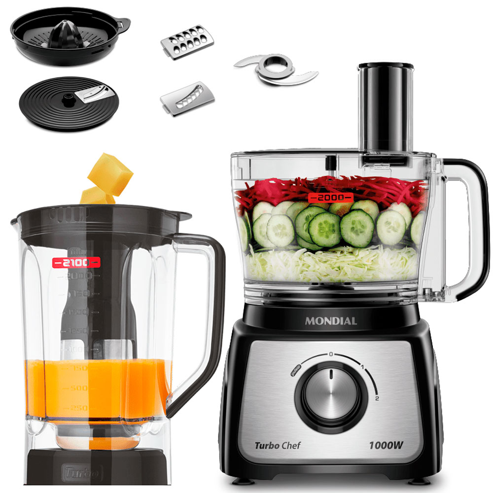 Multiprocessador Mondial Turbo Chef 7 em 1 2 Velocidades 1000W MPN-01-BE