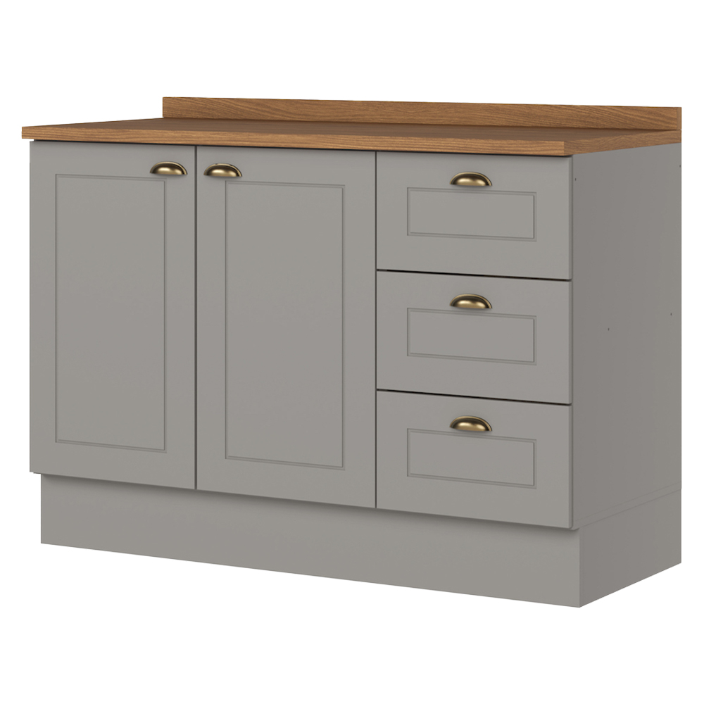 Balcão com Tampo 2 Portas 3 Gavetas 120cm Americana Henn