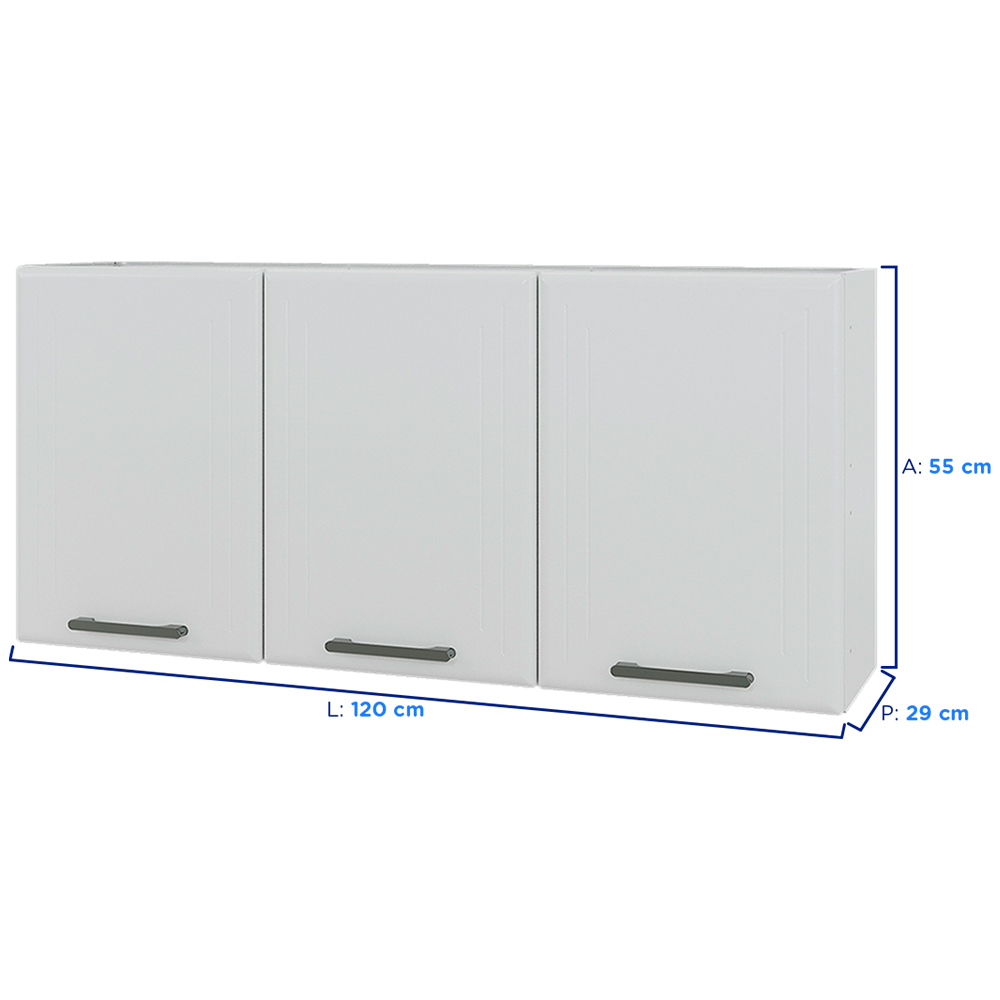Armário Aéreo 120cm 3 Portas Aço Liz Telasul — foto 3