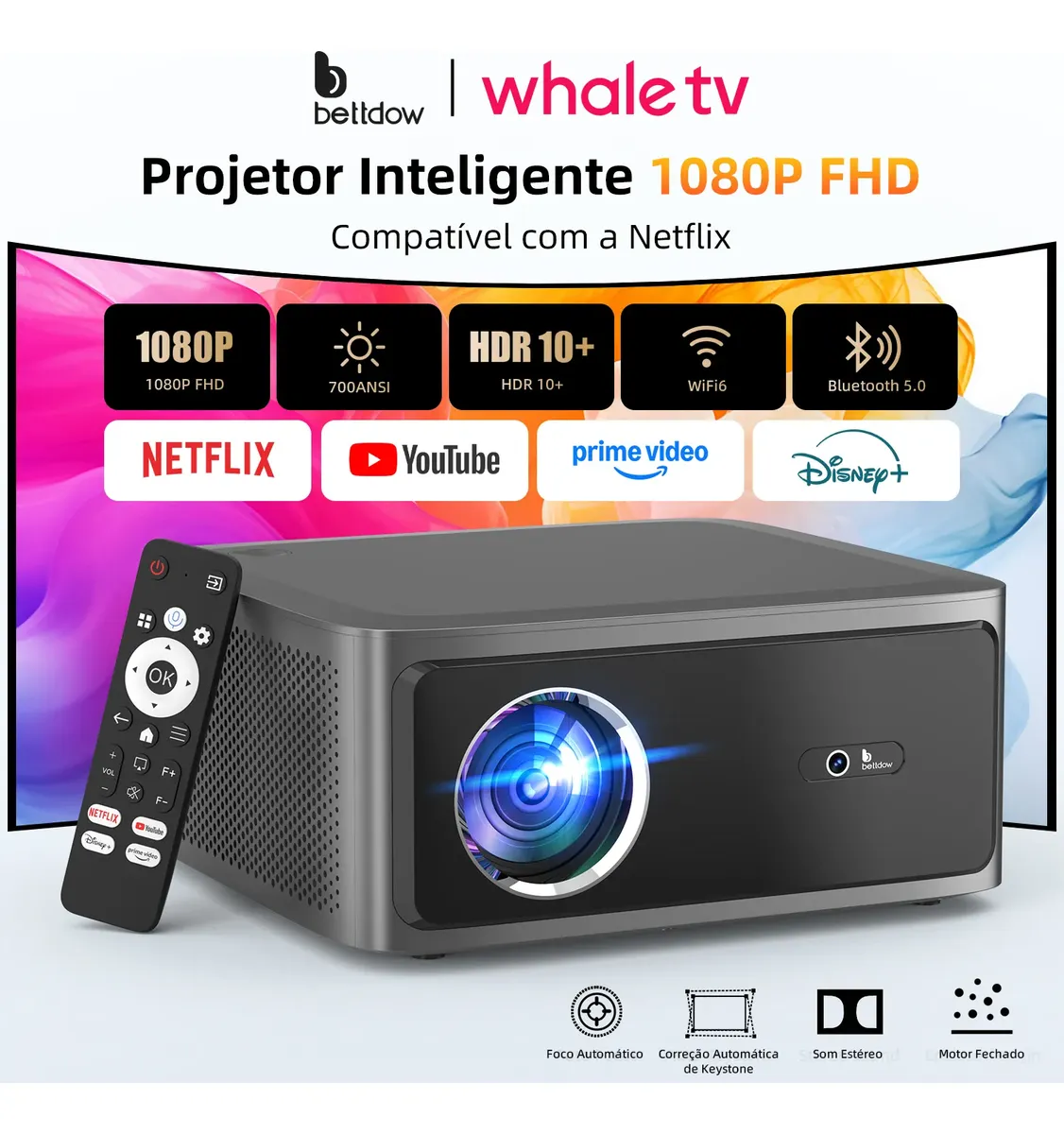 Projetor Bettdow Ac1071 1080p 1000ansi Lumens Wi-fi — foto 3