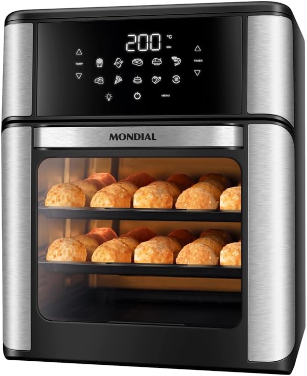 Mondial Air Fryer Forno Oven 12L Preto/Inox 2000W 220V - AFON-12L-BI