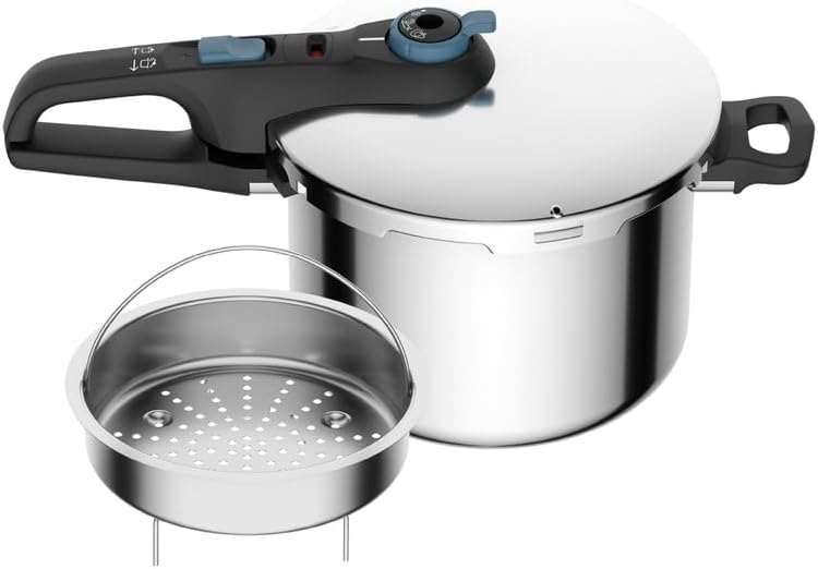 Panela de Pressão Rochedo Inox Trendy 6L com Cesta de Vapor e Fechamento Externo