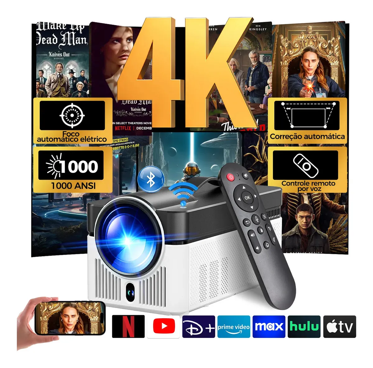 Projetor Magcubic HY450 LED Full HD 1080p Android Wi-Fi 6 Bluetooth
