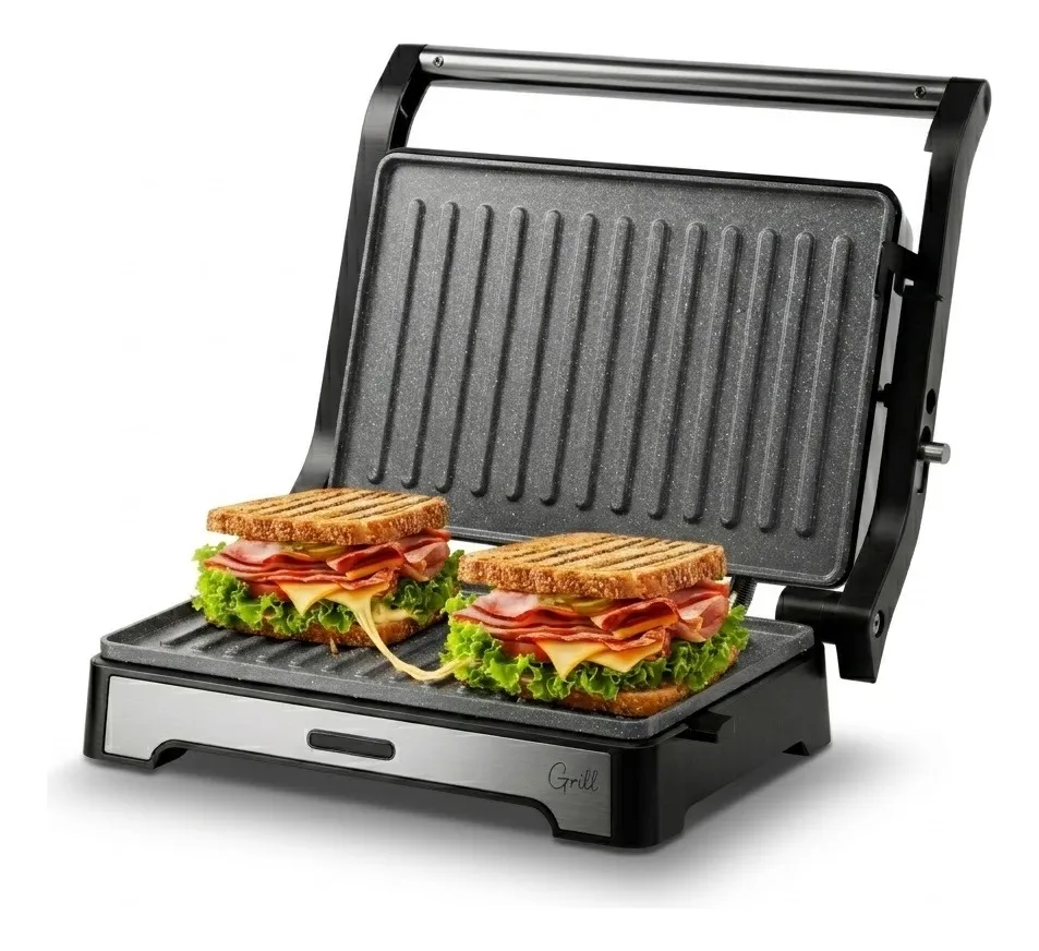Sanduicheira Grill Elétrica Inox WAP 2 em 1 WS1000 1000W Antiaderente
