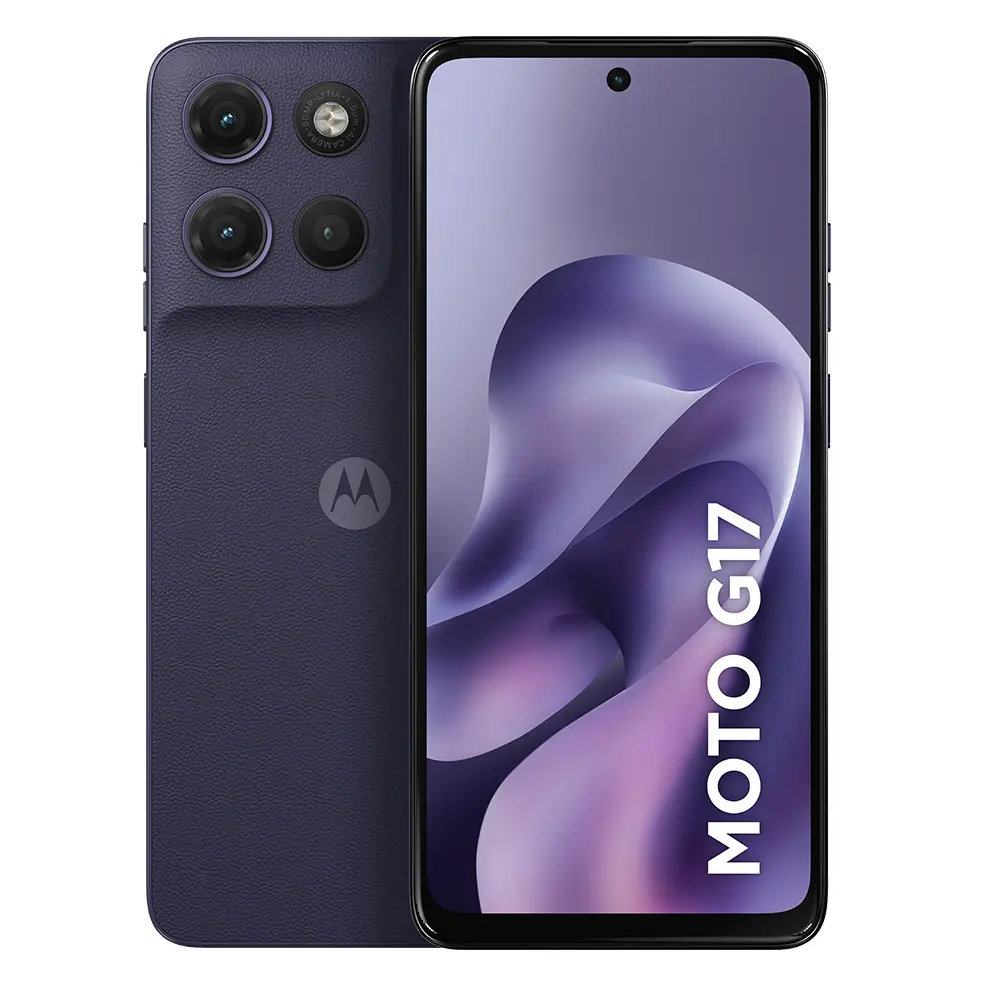 Smartphone Motorola Moto G17 128GB 4GB RAM + 8GB RAM Boost, Câmera 50MP, Tela FHD+, Bateria 5200mAh - Roxo